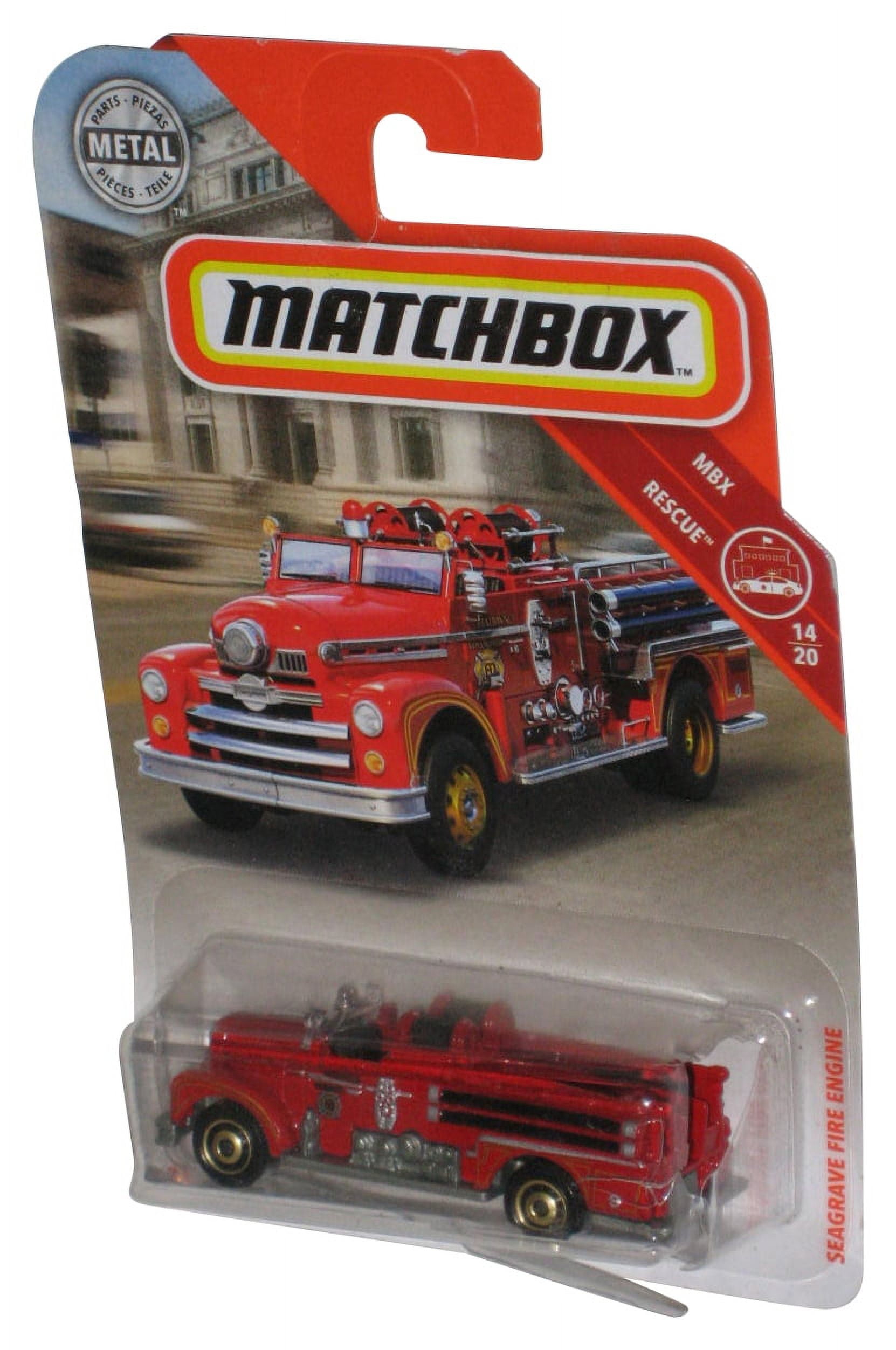 Matchbox MBX Rescue 14/20 (2018) Red Seagrave Fire Engine Metal Truck 55/100 - (Cracked Plastic)