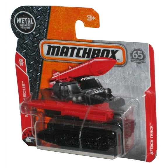 Matchbox MBX Rescue 26/30 (2017) Black Attack Track Toy Tank w/ Missile 83/125 - (Short Card)