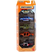 Matchbox MBX Off Road II Diecast Vehicle 5-Pack '10 Ford F-150 SVT Raptor, Toyota Hilux Pickup, Swamp Raider, '20 Jeep Gladiator & '16 Toyota Tacoma
