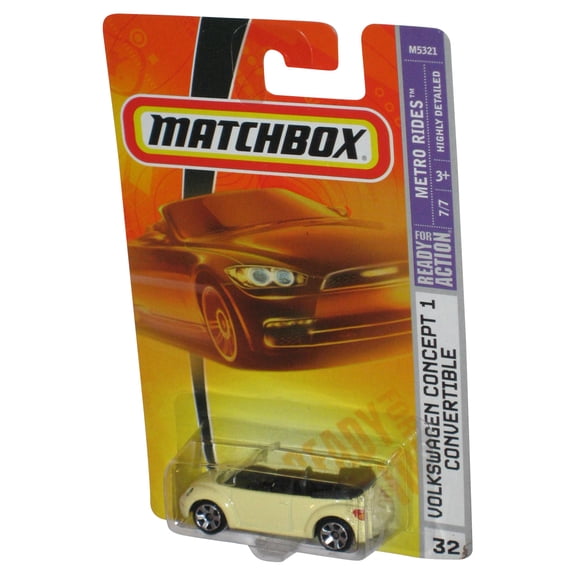 Matchbox Metro Rides Yellow (2007) Volkswagen Concept 1 Convertible Toy Car #32