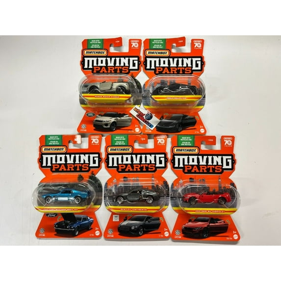 Matchbox 2023 Moving Parts 70th Years Anniversary Mustang, Tesla  Bentley