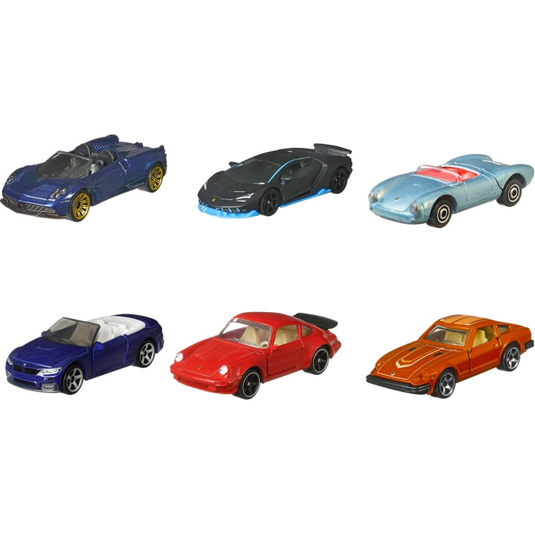 Matchbox Mini Sports Cars 6-Pack with Moving Parts for Kids, 1:64