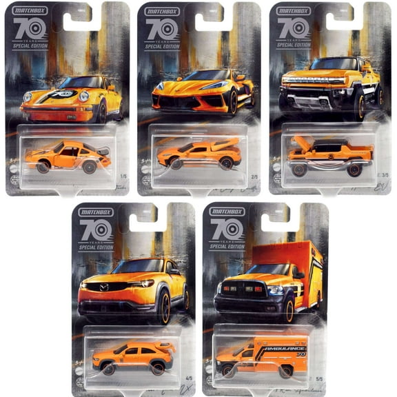 Matchbox Moving Parts 70th Anniversary Set of 5 Diecast Cars