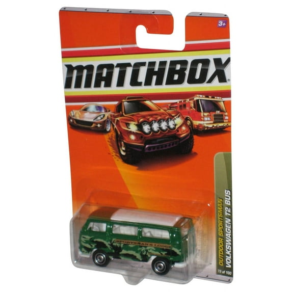 Matchbox Outdoor Sportsman (2010) Green Volkswagen T2 Bus Toy 79/100