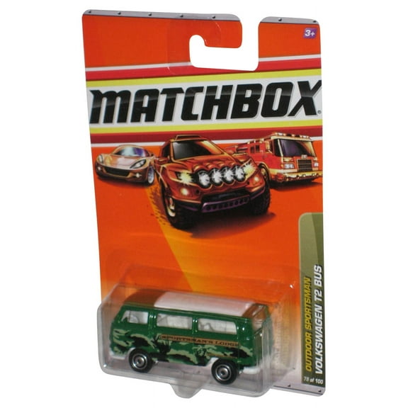 Matchbox Outdoor Sportsman (2010) Green Volkswagen T2 Bus Toy 79/100