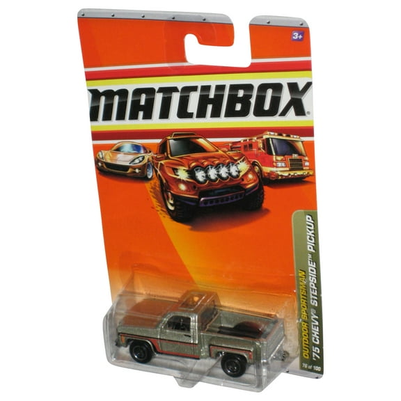 Matchbox Outdoor Sportsman (2010) Silver Chevy Stepside Pickup Toy 76/100