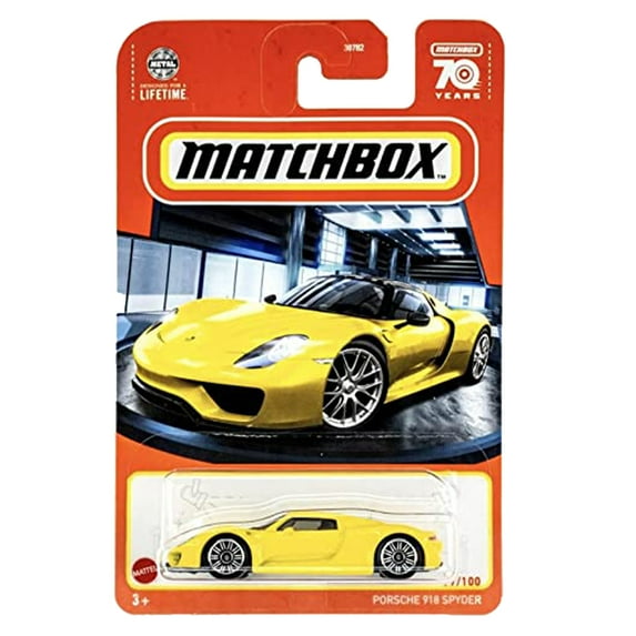 Matchbox Porsche 918 Spyder Car 77/100, Yellow Die-cast Vehicle