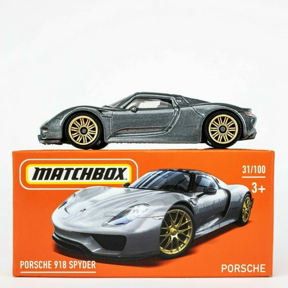Matchbox Power Grabs 31/100 Porsche 918 Spyder METEOR GREY METALLIC