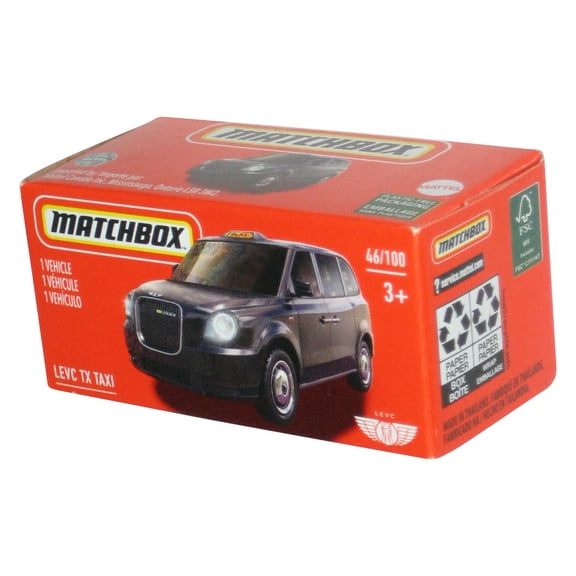 Matchbox Power Grabs Box (2020) Black Levc TX Taxi Toy Car 46/100