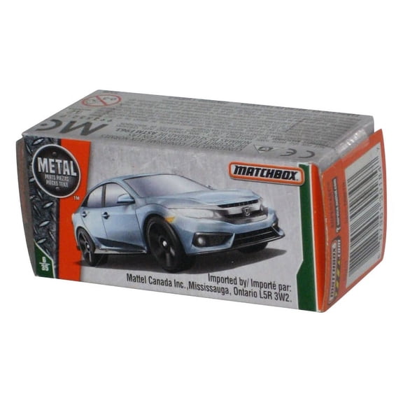 Matchbox Power Grabs Box MBX Road Trip (2017) Blue '17 Honda Civic Hatchback Toy Car 6/35