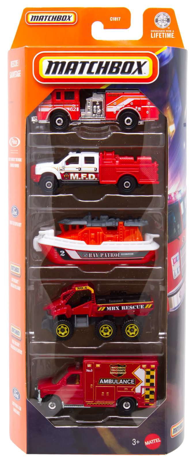 Matchbox Rescue Diecast Vehicle 5-Pack [Pierce Arrow XT Fire Engine ...