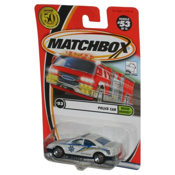 Matchbox Rescue Rookies (2001) White Police Car Toy #53/75