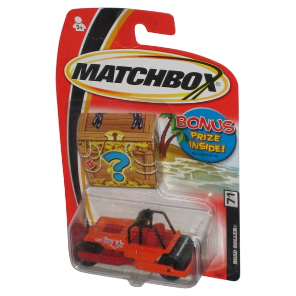 Matchbox Road Roller (2004) Orange Toy Vehicle #71 - (Bonus Treasure Chest Card)