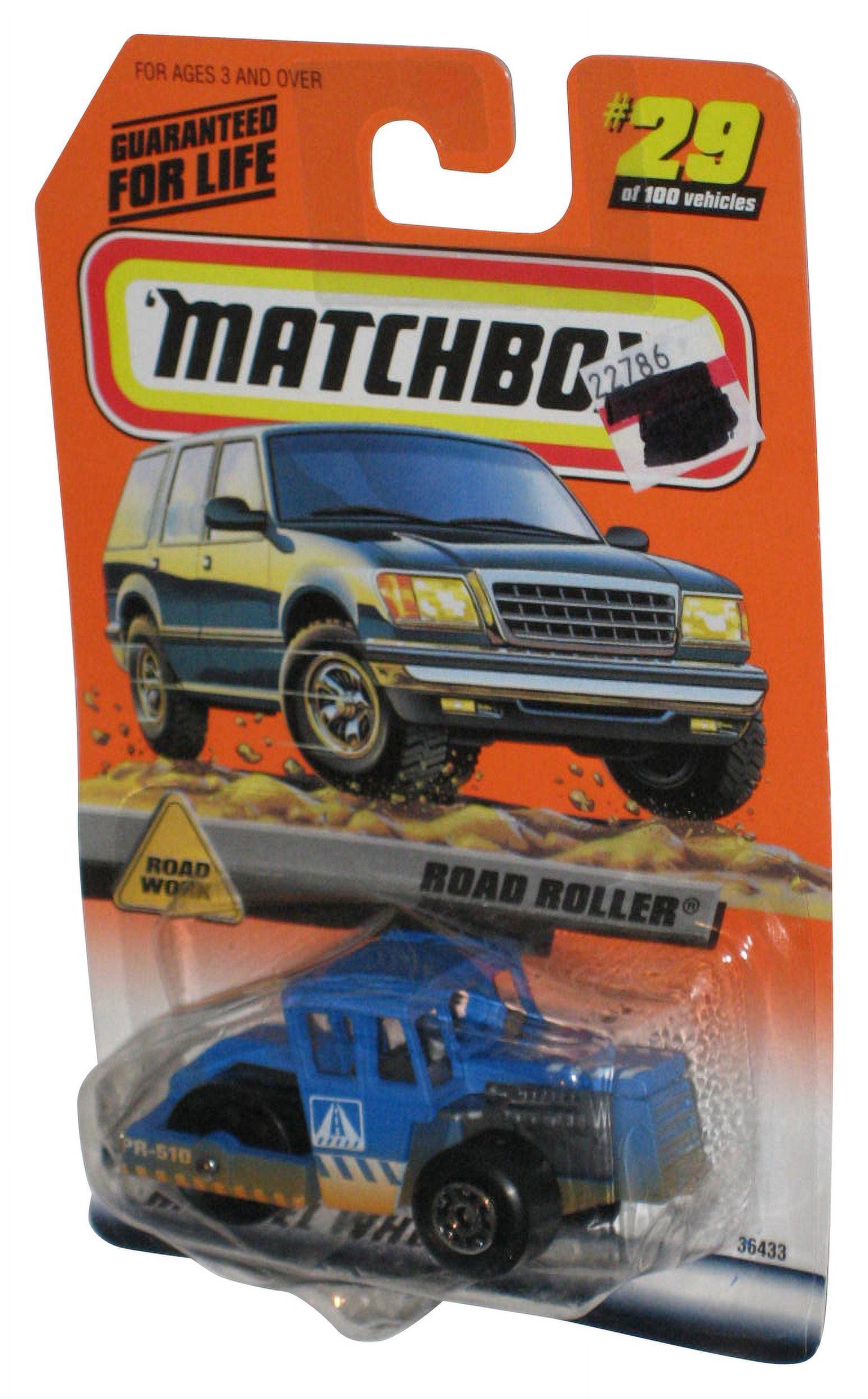 Matchbox Road Work Road Roller (1998) Blue Die-Cast Construction Toy 29 ...