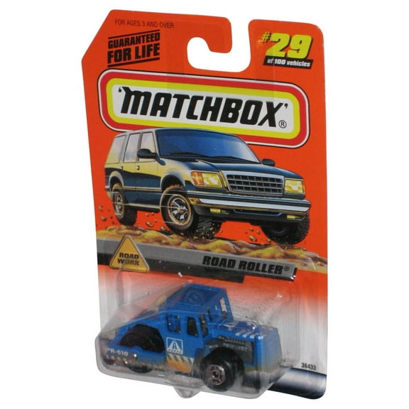 Matchbox Road Work Road Roller (1998) Blue Die-Cast Construction Toy 29/100