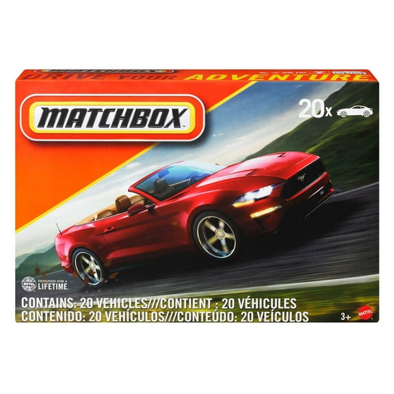 Matchbox Set of 20 Toy Cars and Trucks and Buses, 1:64 Scale Toy Vehicles, Styles May Vary