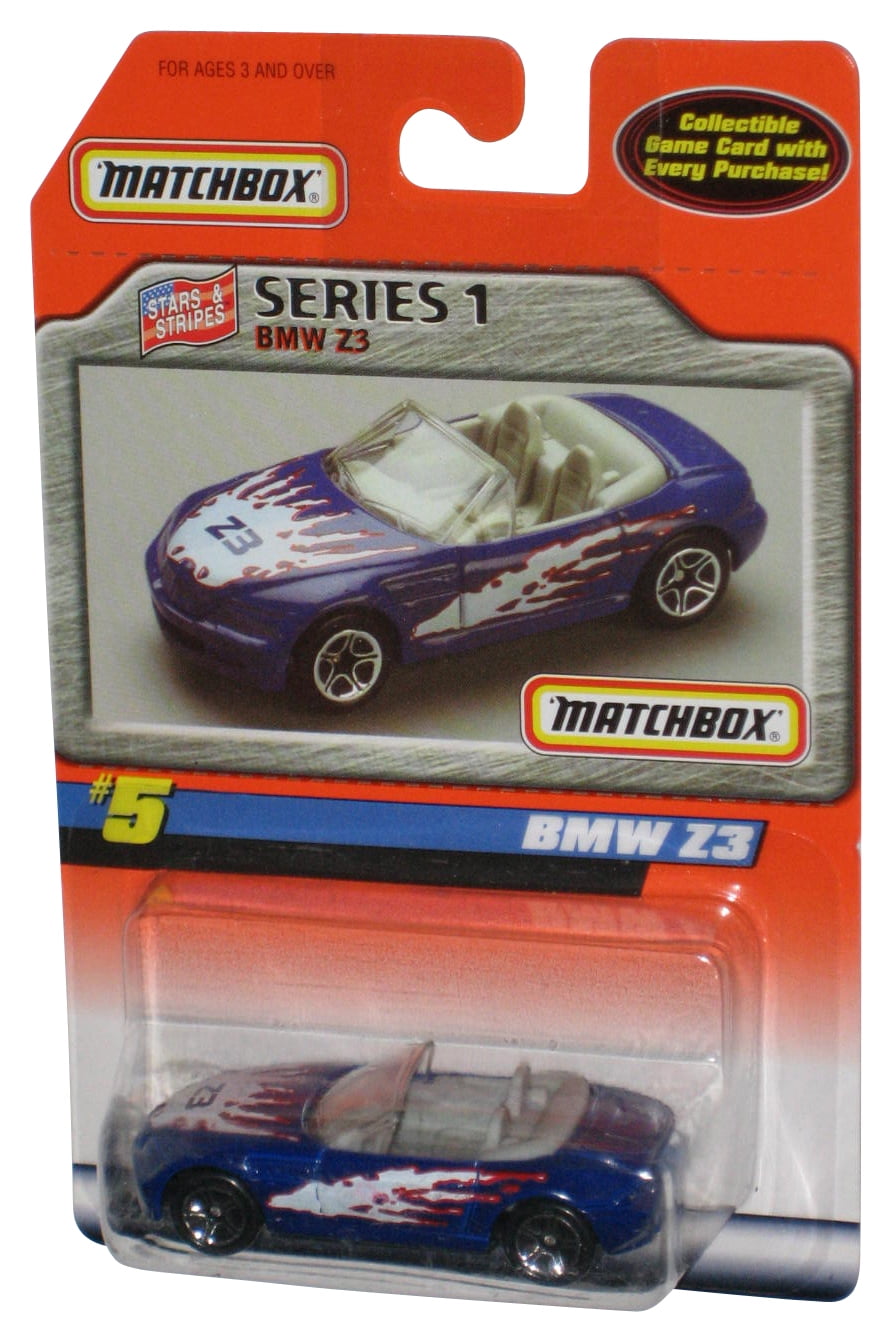 Matchbox Stars & Stripes Series 1 (1998) Blue BMW Z3 Toy Car #5 - (Game Card)
