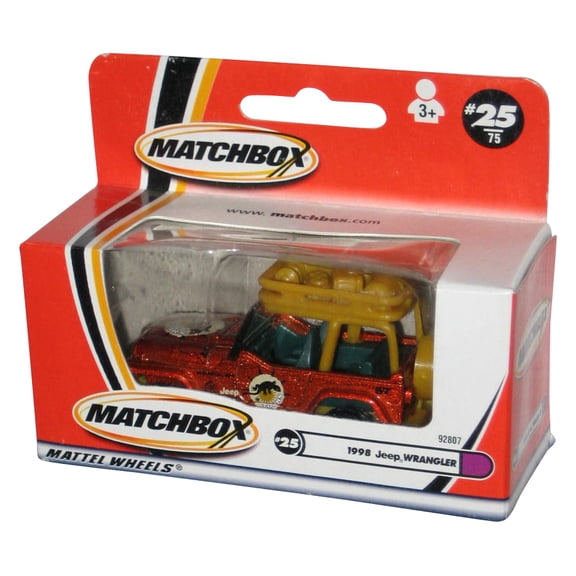 Matchbox Sun Chasers 1998 Jeep Wrangler Metallic Orange Die-Cast Toy 25/75 - (Boxed Version)