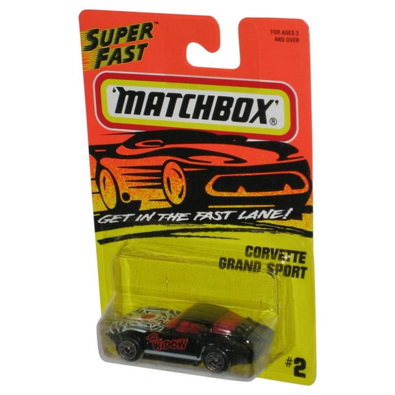 Matchbox Super Fast Lane (1996) Black Corvette Grand Sport Toy Car #2