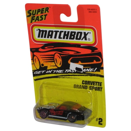 Matchbox Super Fast Lane (1996) Mattel Black Corvette Grand Sport Toy Car #2