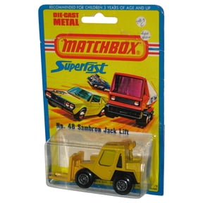 Matchbox Superfast (1976) Lesney Yellow Sambron Jack Lift Construction Vintage Toy No. 48 - (Damaged Packaging)