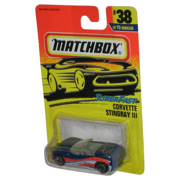 Matchbox Superfast (1996) Blue Corvette Stingray III Die-Cast Toy Car #38/75