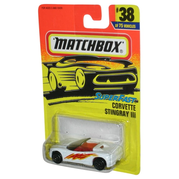 Matchbox Superfast (1996) White Corvette Stingray III Die-Cast Toy Car 38/75