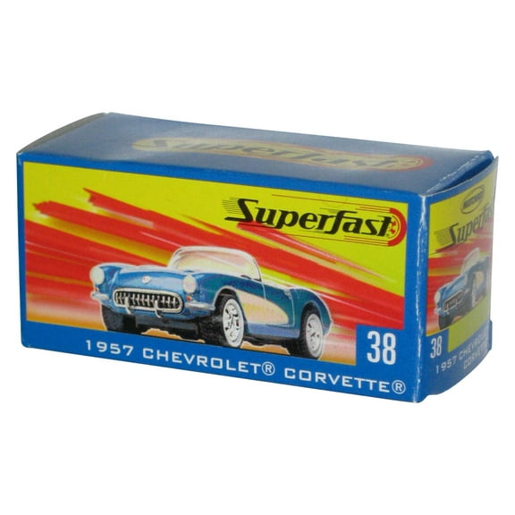Matchbox Superfast (2004) Blue 1957 Chevrolet Corvette Power Grab Box Toy Car #38