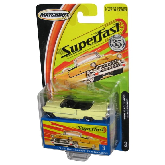 Matchbox Superfast (2004) Cream Yellow 1956 Cadillac Eldorado Toy Car #3