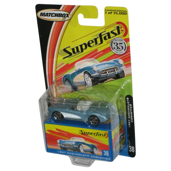 Matchbox Superfast (2004) Mattel Blue 1957 Chevrolet Corvette Car #38