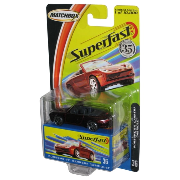 Matchbox Superfast (2004) Mattel Red Porsche 911 Carrera Cabriolet Toy Car #36
