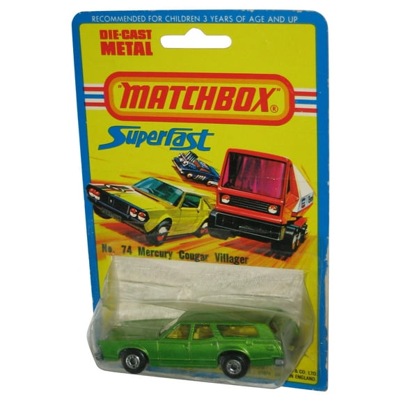 Matchbox Superfast Lesney (1976) Green Mercury Cougar Villager Vintage Toy Car No. 74 - (Damaged Packaging)