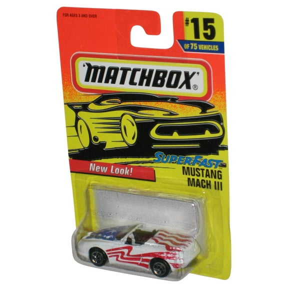 Matchbox Superfast Mustang Mach III (1996) White & Red New Look Toy Car #15/75