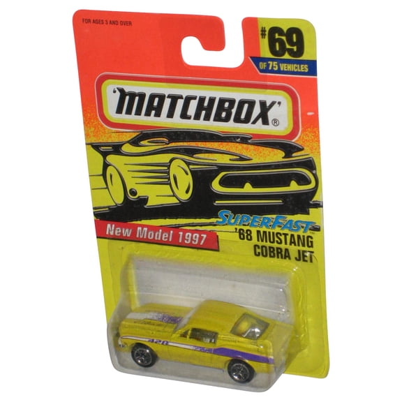 Matchbox Superfast New Model 1997 Yellow '68 Mustang Cobra Jet Car #69/75