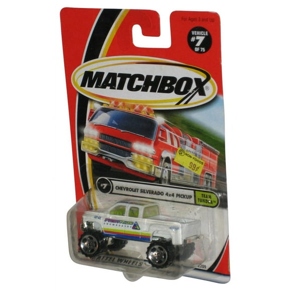 Matchbox Team Tundra (2000) White Chevrolet Silverado 4x4 Pickup Toy Truck #7/75