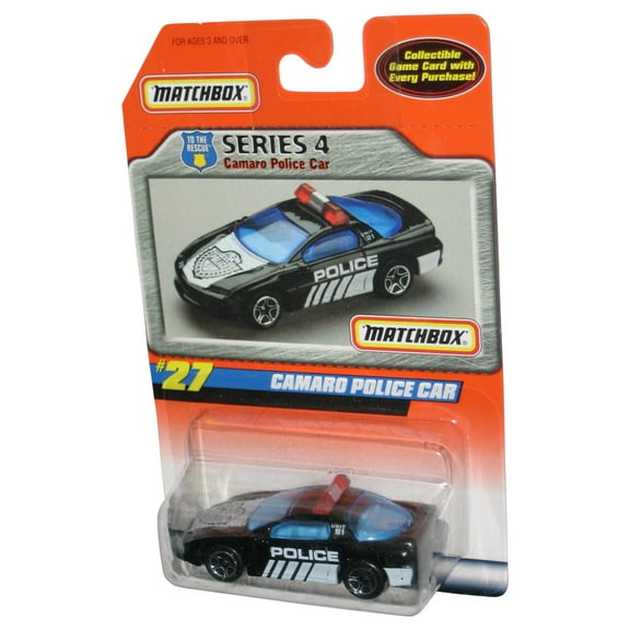 Matchbox To The Rescue (1998) Black Camaro Police Toy Car #27 - (Game Card)
