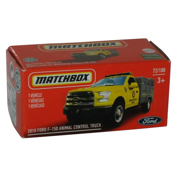 Matchbox Yellow & Gray 2010 Ford F-150 Animal Control Truck Power Grabs Box Toy 72/100