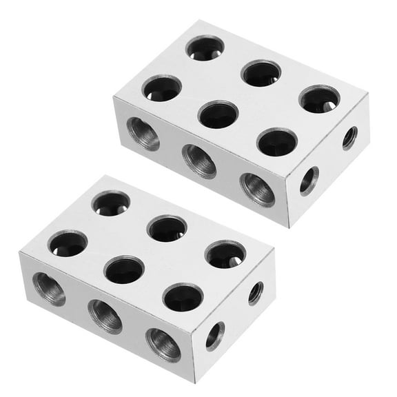 Matched Pair 1-2-3 123 Blocks With 11 Holes Precision 0.0002" Machinist Jig