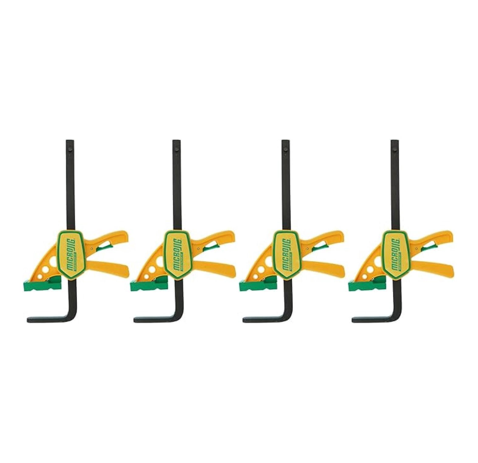 Matchfit Grr-rip Clamp (4-Pack), Dovetail Track Clamps, Squeeze Action Dovetail Clamps for Jigs, Sleds, Workbenches, DVC-625QCK2X4, Yellow