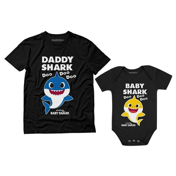 Matching Baby Shark Shirts for Daddy Baby Set for Father and Baby Outfits Gift Daddy Black Large / Baby Black 18M (12-18M)