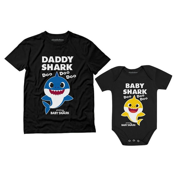 Matching Baby Shark Shirts for Daddy Baby Set for Father and Baby Outfits Gift Daddy Black X-Large / Baby Black 6M (3-6M)