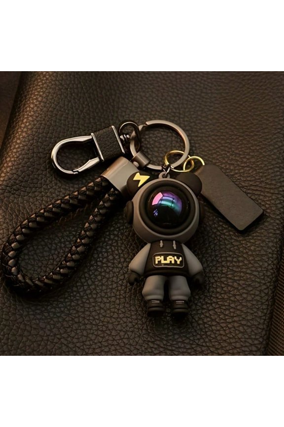 Stylish Cartoon Bear Keychain, Unique Starry Sky Design for Keys & Bag Charms