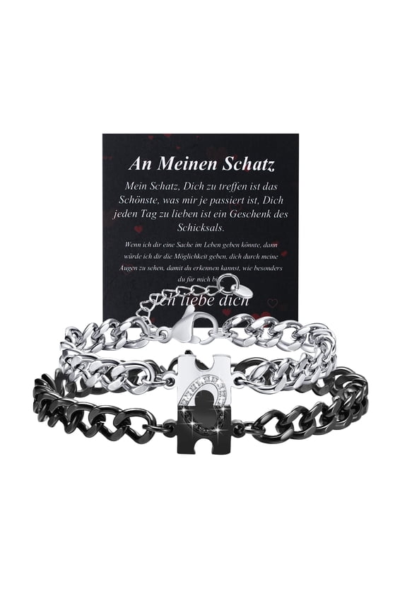 Matching Bracelets for Couple : Long Distance Relationship Gifts Puzzle Heart Stainless Steel Bracelets for Women Men His Hers Bracelets Set for Bf gf Husband Wife Friends Anniversary Promise Gift