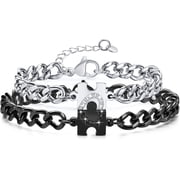 Matching Bracelets for Couples Long Distance Relationship Gifts Puzzle Heart Stainless Steel Bracelets for Women Men His Hers Bracelets Set for Bf gf Husband Wife Friends Anniversary Promise Gift
