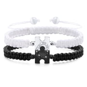 Matching Bracelets for Couples : Long Distance Relationship Gifts Puzzle Heart Stainless Steel Bracelets for Women Men His Hers Bracelets Set for Bf gf Husband 
