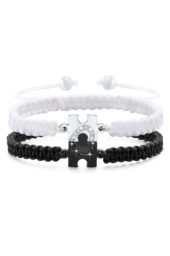 Matching Bracelets for Couples : Long Distance Relationship Gifts Puzzle Heart Stainless Steel Bracelets for Women Men His Hers Bracelets Set for Bf gf Husband Wife Friends Anniversary Promise Gift