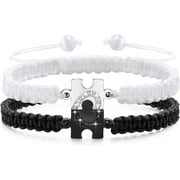 Matching Bracelets for Couples Long Distance Relationship Gifts Puzzle Heart Stainless Steel Bracelets for Women Men His Hers Bracelets Set for Bf gf Husband Wife Friends Anniversary Promise Gift