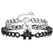 Matching Bracelets for Couples, Long Distance Relationship Gifts Puzzle Heart Stainless Steel Bracelets for Women Men, His Hers Bracelets Set for Bf gf Husband 