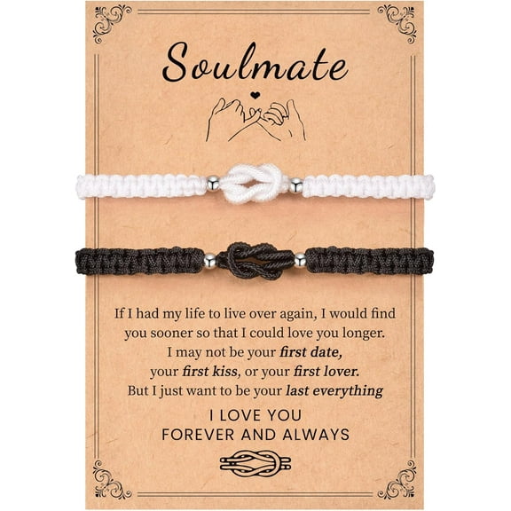 Matching Bracelets For Couple Anniversary for Him and Her Long Distance Relationship Bracelets for Girlfriend Boyfriend Cross Knot