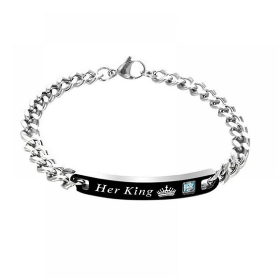 Matching Bracelets For Couples, Titanium Stainless Steel His Queen Her King Couple Bracelet, Couples Lovers Bracelets Set For Him and Her